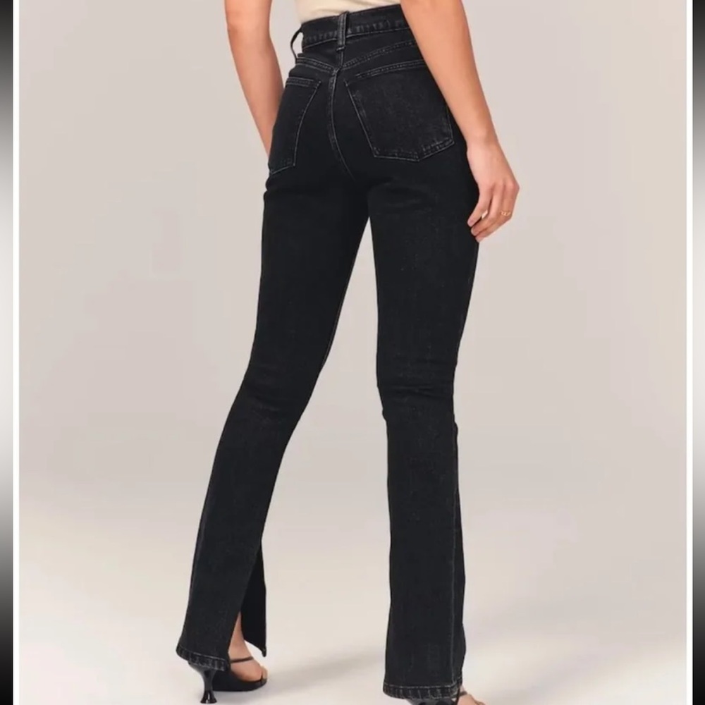 NEW Abercrombie & Fitch The Skinny High Rise black slit jeans